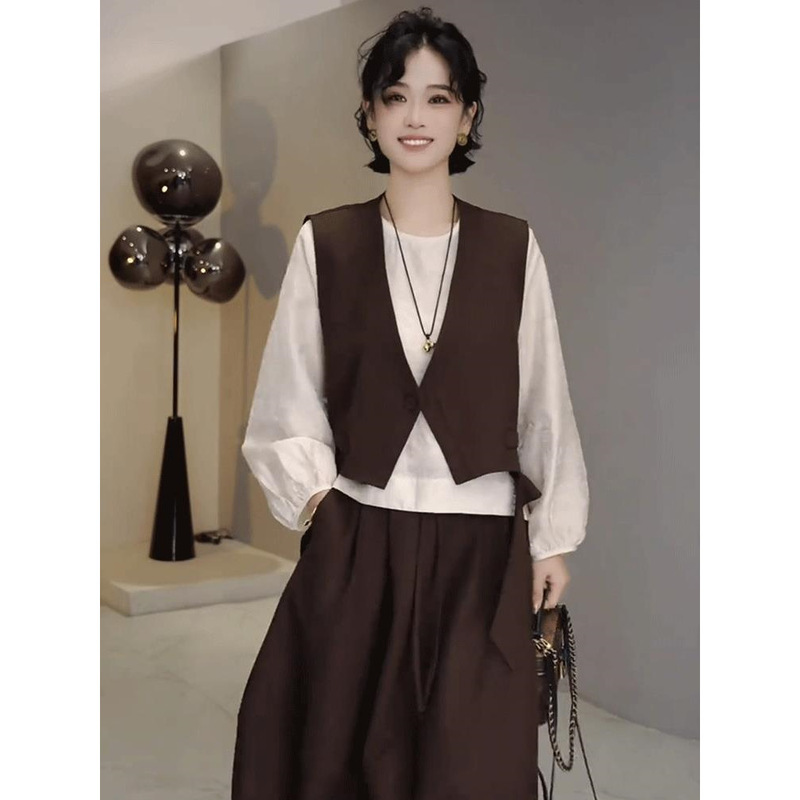 文艺复古休闲百搭西装马甲女2025秋季新款短款马夹坎肩外套上衣潮|undefined