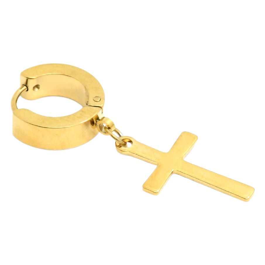 European and American Hot-Selling Simple, Personalized, Fashionable and Versatile Punk Style Hip-Hop Titanium Steel Cross Earrings and Earrings Manufacturer Wholesale