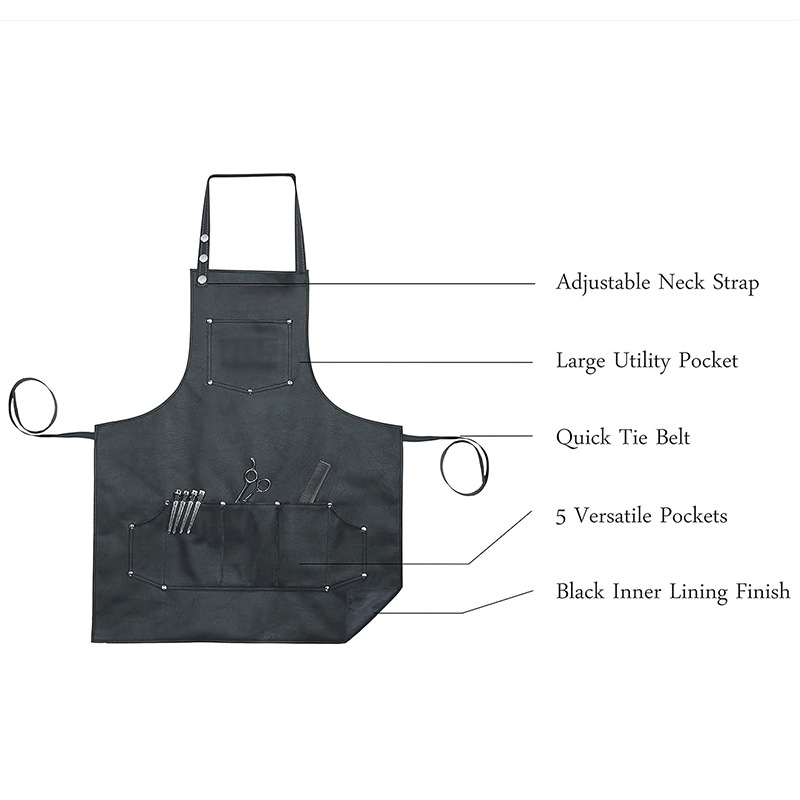 Delantal de cuero con cuello halter, impermeable y resistente al aceite, para catering, cocina, mariscos, estilo europeo y americano, delantal de trabajo de PU, hecho a medida, de Amazon.