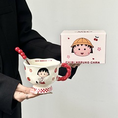 ちびまる子ちゃんのかわいいセラミックマグ、女の子向け、姉妹や子供向けの漫画、結婚式の見栄えの良いギフト