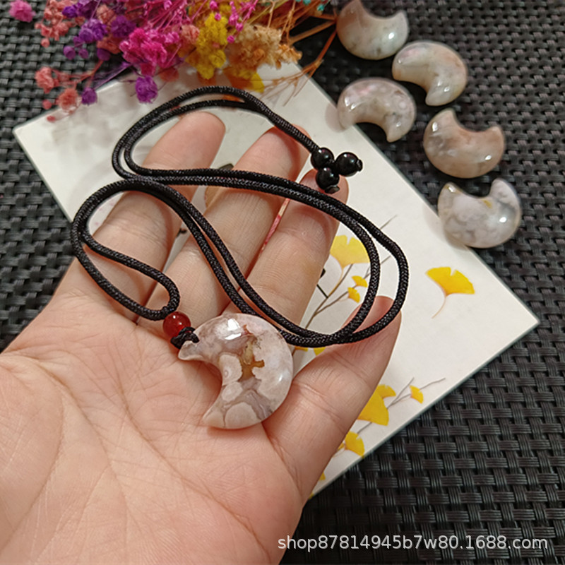 1 로프 (25*22mm) 로 무작위 벚꽃 마노 달 색상