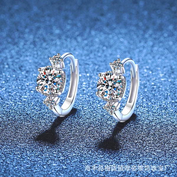 Live Broadcast Hot-Selling Moissanite Earrings S925 Sterling Silver Earrings Japanese and Korean Simple Niche Design Moissanite Earrings Wholesale