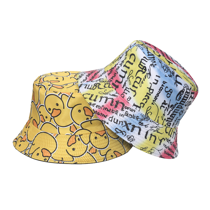 120g Weight Women's Cute Duck Sewing Flat Eaves Bucket Hat