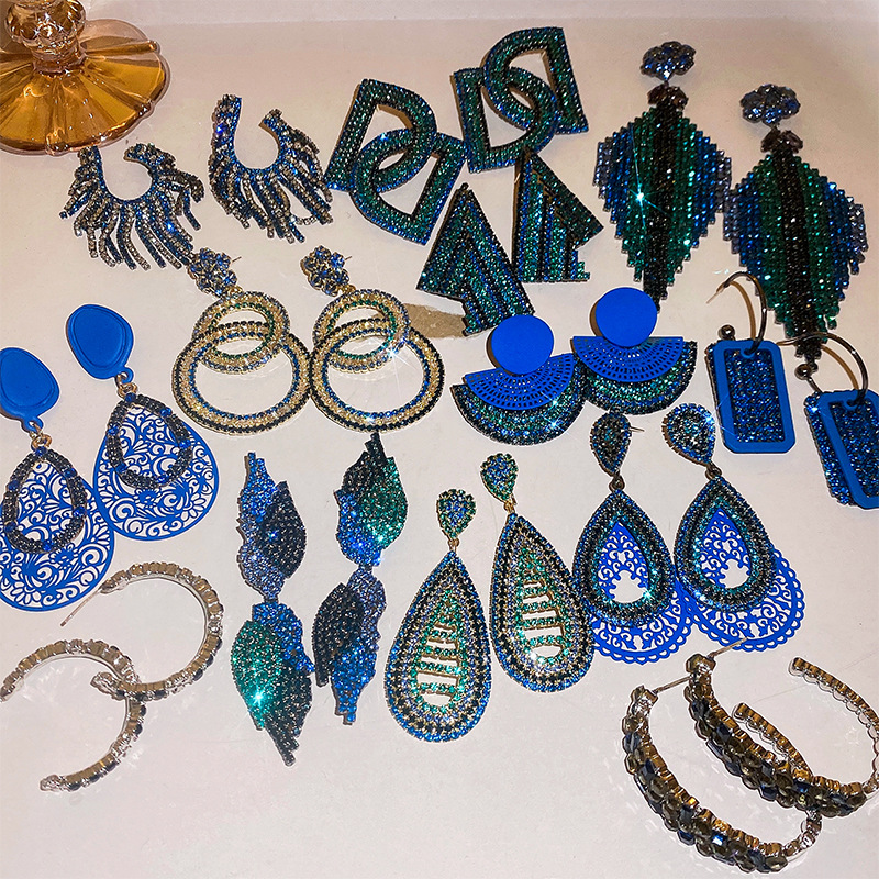 Exaggerated Tassel Copper Plating Artificial Rhinestones Earrings 1 Pair