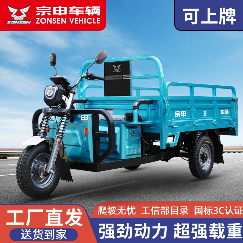 Электрический трехколесный велосипед марки Zongshen, электрический мотоцикл BEV-T12, сельскохозяйственная грузовая тележка, автомобиль с аккумулятором 2m