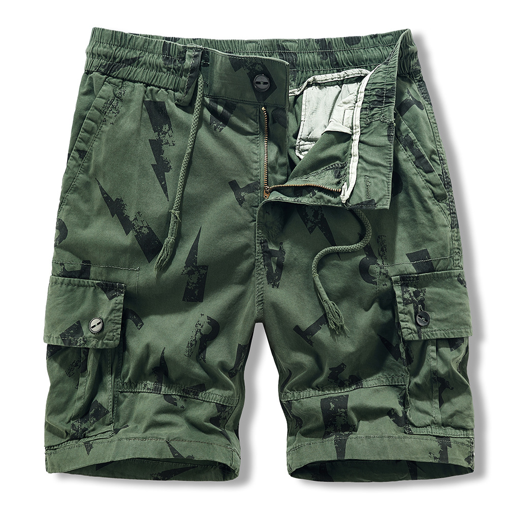 Stretch Summer Thin Men's Shorts Camouflage Casual Pants Elastic Waist Five-point Pants Large Pants Beach Pants Medium Pants