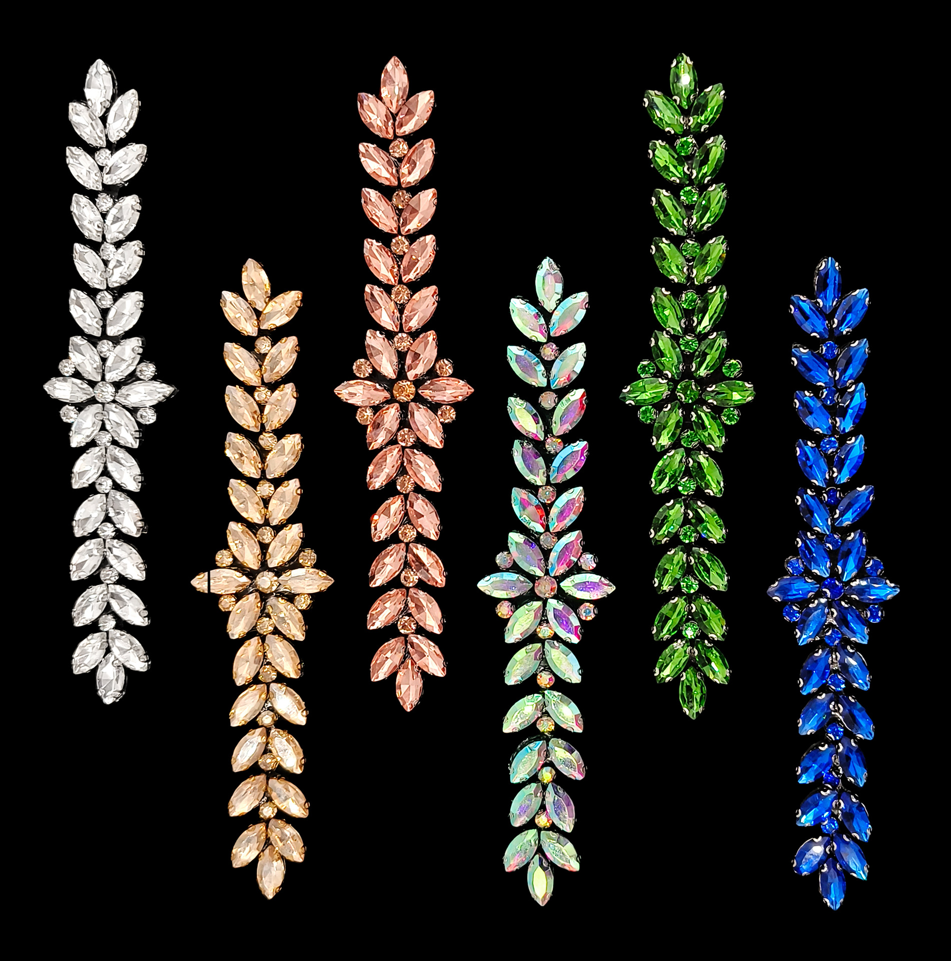 现货新款马眼麦穗长条玻璃水钻链条 手工diy材料鞋花箱包服装辅料