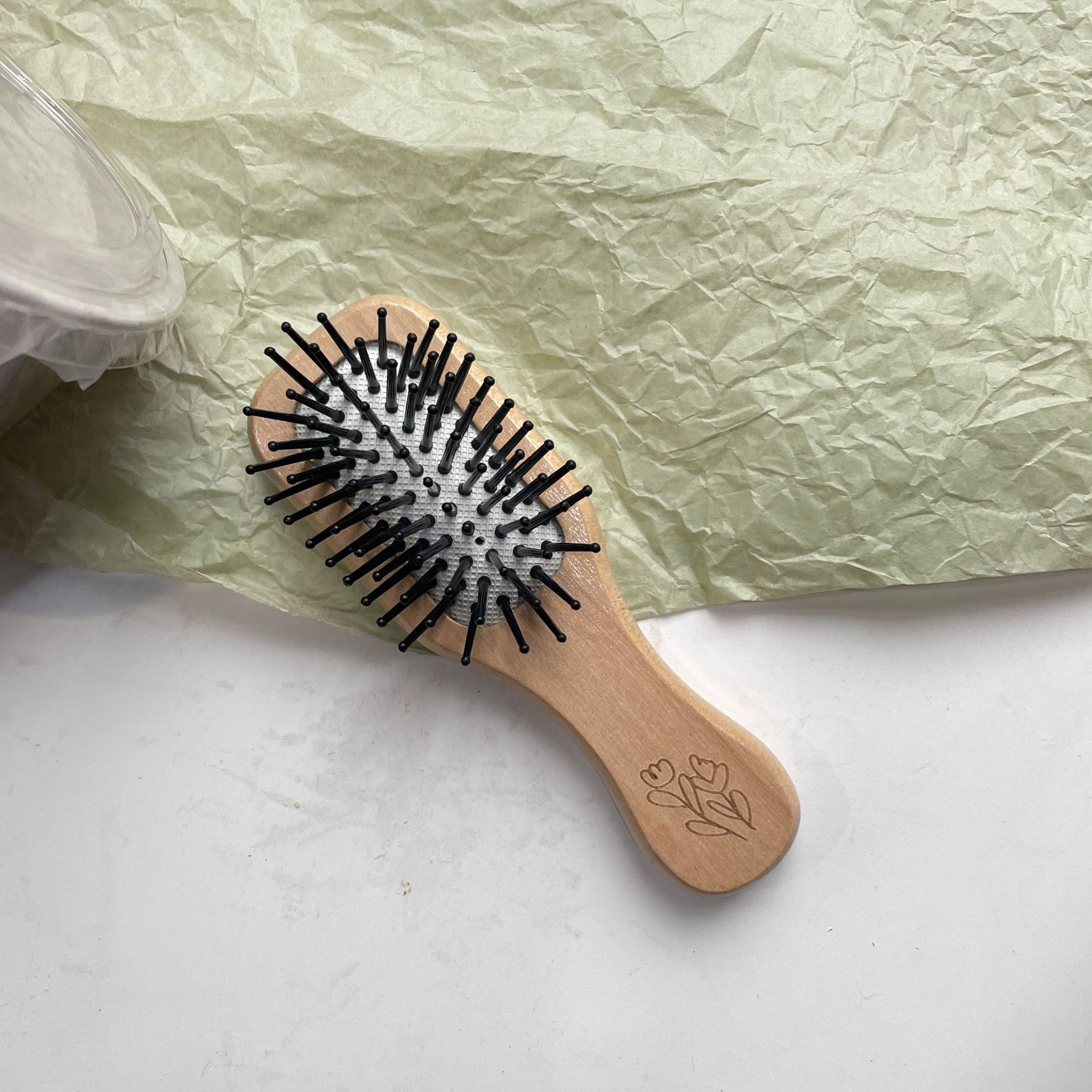 Peine de colchón de aire portátil masaje cuero cabelludo moda cabello suave anti-anudado madera de loto viaje hogar peine de madera BH411