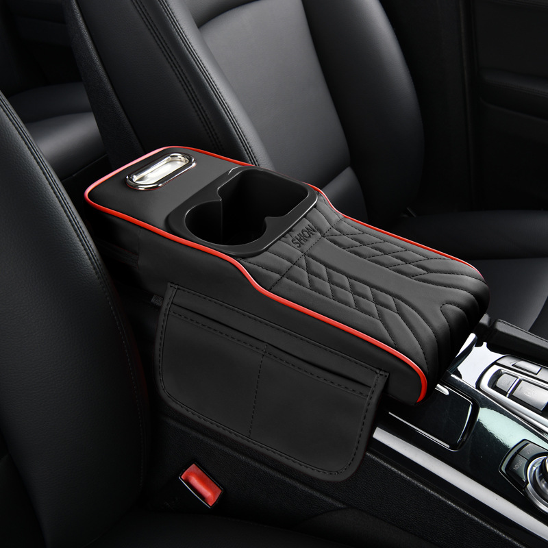 Suitable for 16cm Models, Narrow Version Armrest Box Heightening Pad, Leather Elbow Rest Pad, Tissue Box, Dual Cup Holder, Storage Box