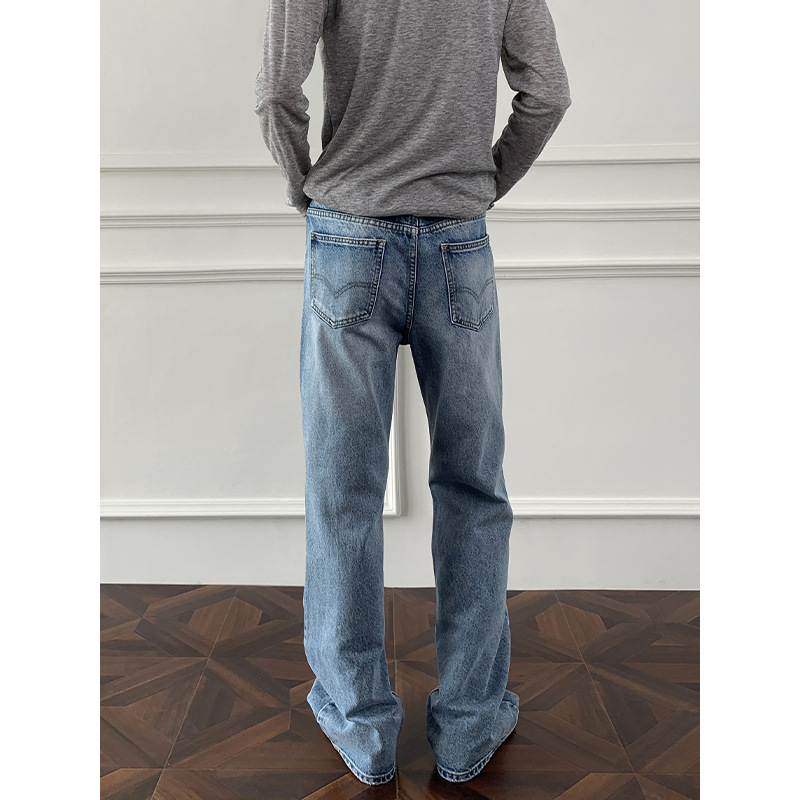 "Herren Retro Slim-Fit Flared Jeans – Vintage-inspirierte Straight-Leg-Jeans für Casual & Streetwear (Größen M-5XL, Classic Blue Wash)"_voghion.com