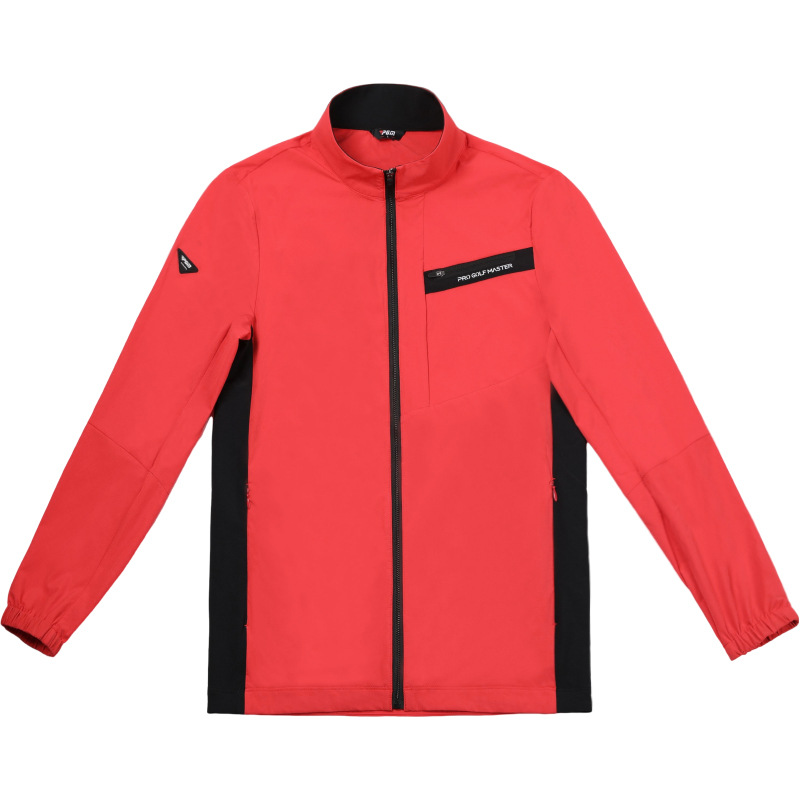 Áo khoác golf nam PGM cổ đứng chống gió nhẹ mùa thu đông — YF735-Áo khoác đỏ [nhanh khô, mỏng và nhẹ/túi có dây kéo]