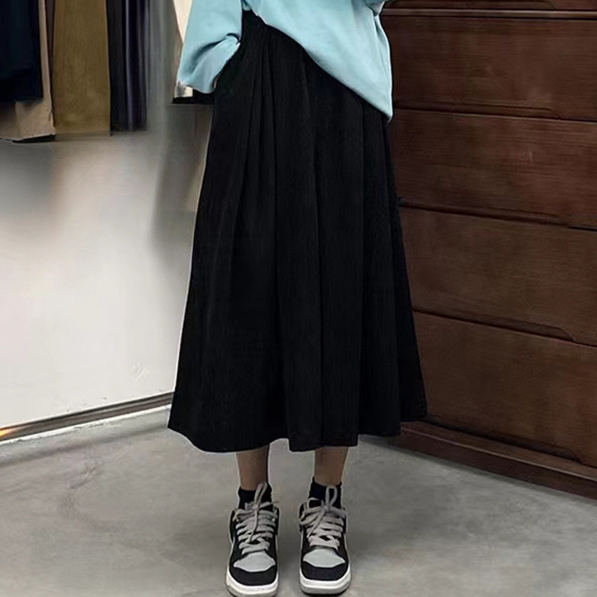 半身裙灯芯绒女裤秋冬新款2022复古百搭显瘦中长气质伞裙A字裙