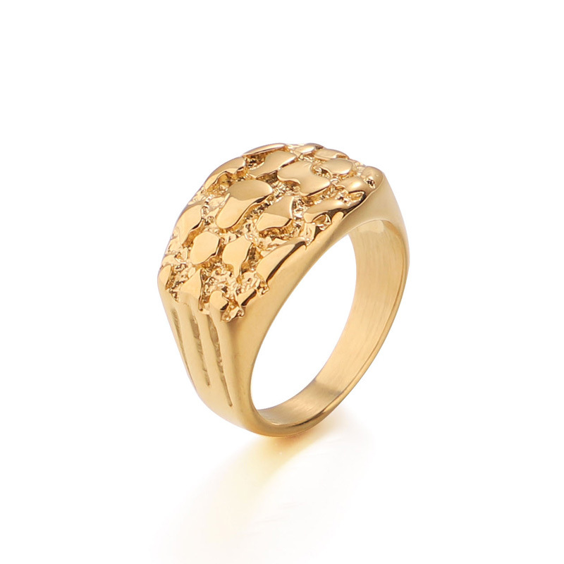 Herren Nugget Ring Aus Edelstahl Im Hip Hop Stil Statement Schmuck_voghion.com
