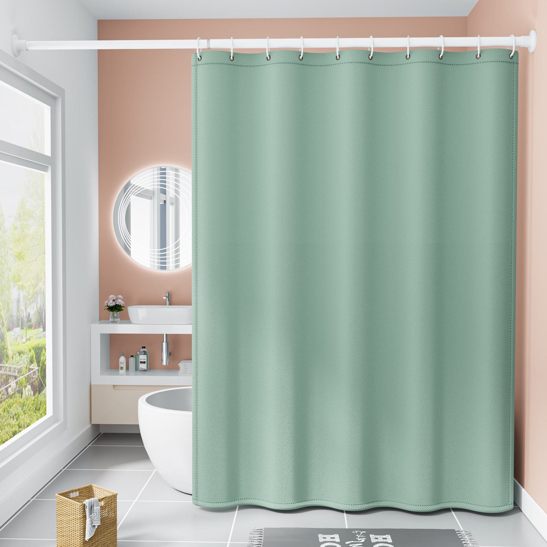 Transfronterizo de poliéster cortina de ducha de color sólido engrosada impermeable y a prueba de moho baño hotel partición cortina fabricante