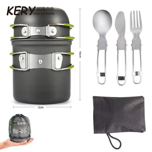 Outer Cooker Best Selling on Amazon Portable Camping Cookware Set with Utensils for 1-2 People