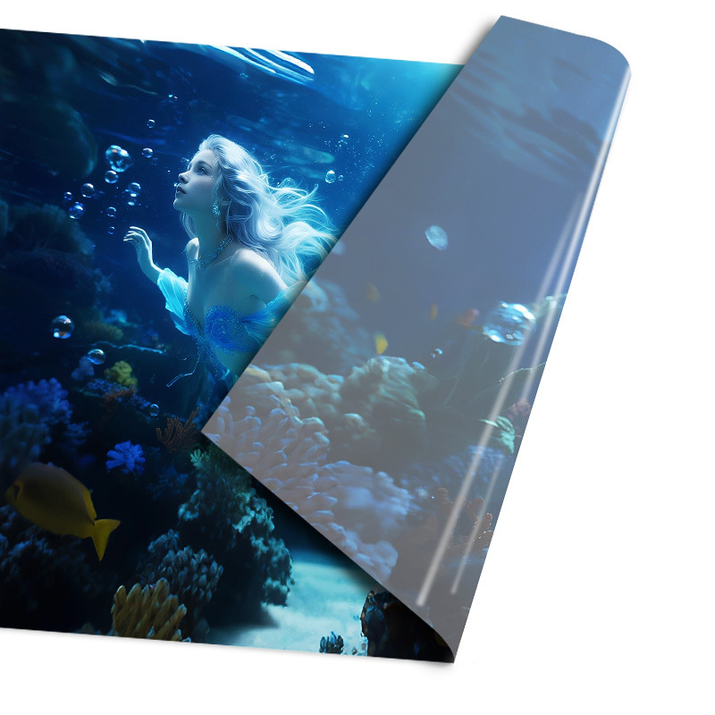 鱼缸背景贴纸高清图3d立体水族箱装饰自粘缸外贴膜玻璃壁纸美人鱼|undefined