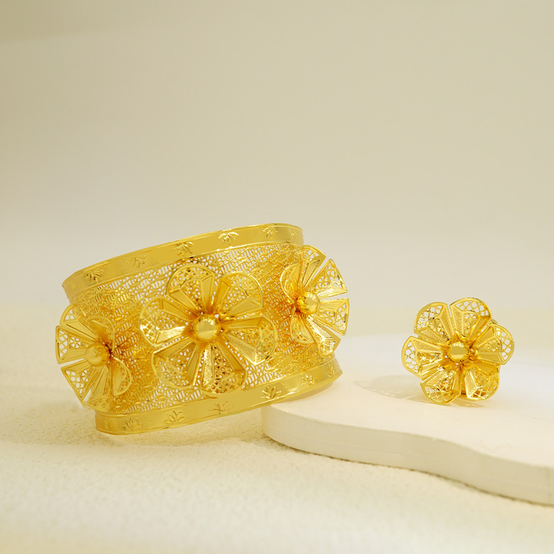 Hot Sale 24K Gold Plated Bracelet Dubai Bride India Nigeria Women Wedding Sand Gold Bracelet Jewelry Wholesale