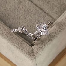 亚马逊S925纯 银镶钻戒指欧美简约设计女款对戒优雅个性求婚戒指