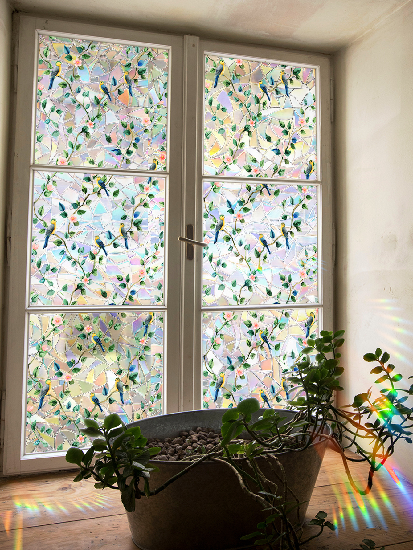 140g Weight Glass paster Home Textiles & Decor Type PVC Material Leaf Pattern Casual, Pastoral Style Casual Pastoral Leaf PVC Glass Paster Wall Art 192