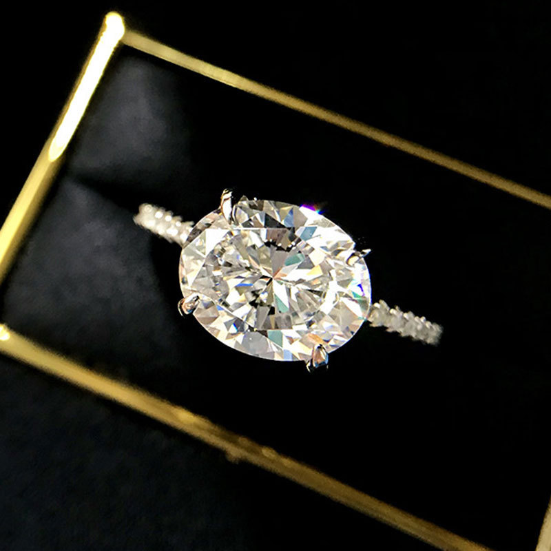 Bague de fiançailles femme avec zirconium ovale alliance argent_voghion.com