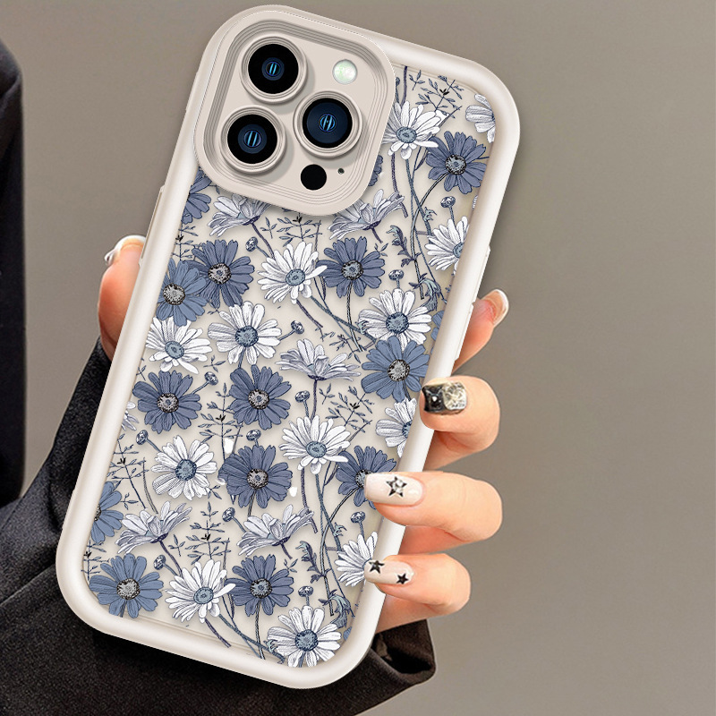 Overseas Hot Selling Wildflower Mobile Phone Case Apple 13 All-Inclusive Protective Case Iphone15 Silicone Soft Shell Retro Style 14Pm