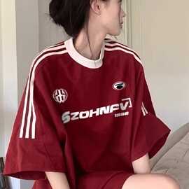 100%纯棉美式宽松盐系短袖t恤女2026夏季新款甜美ins学生上衣服潮
