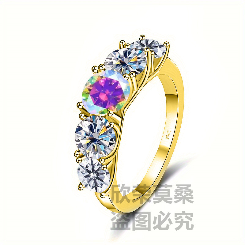 S925 plata D auténtico anillo de diamante de cinco estrellas de diamante anillo de diamante de mujer anillo de diamante de diamante de diamante al por mayor