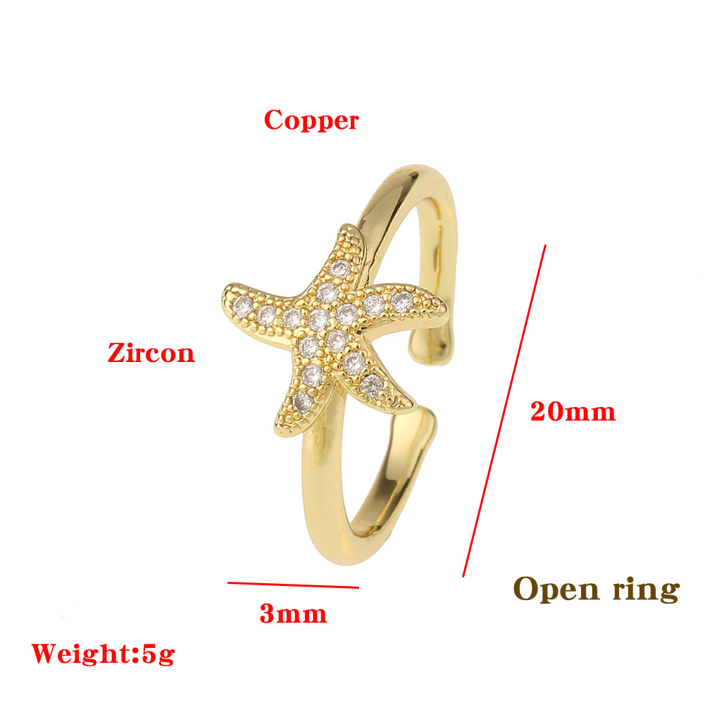 Simple Starfish Love Heart Ring display picture 1