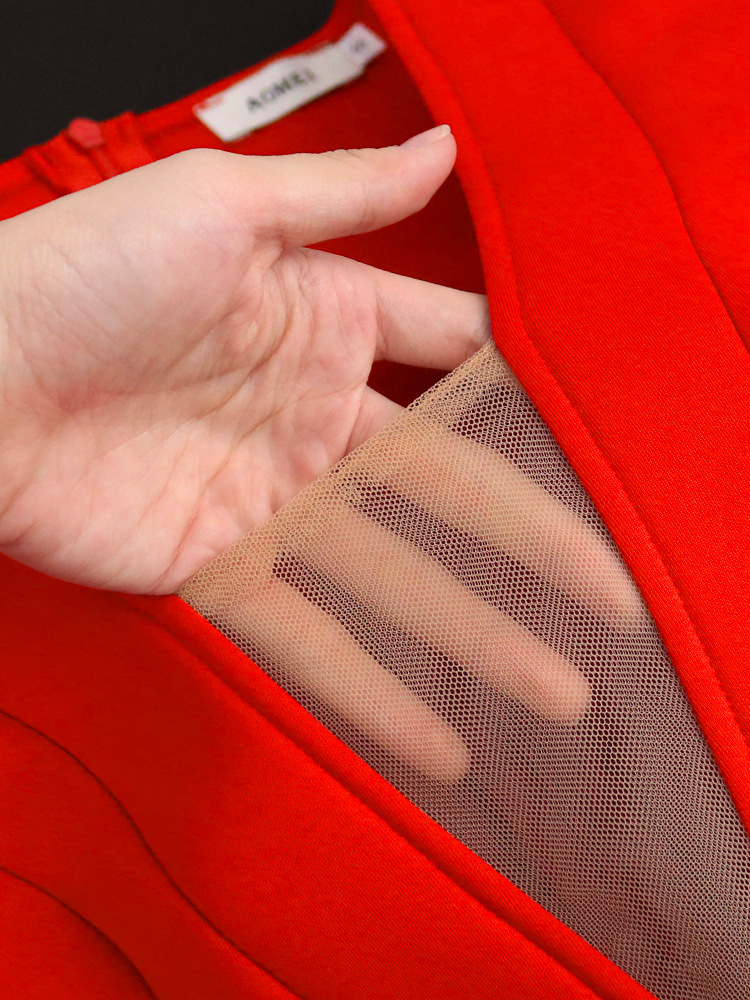 Women's Clothing deep V sexy low cut dress plus size ruffled banquet dress _voghion.com