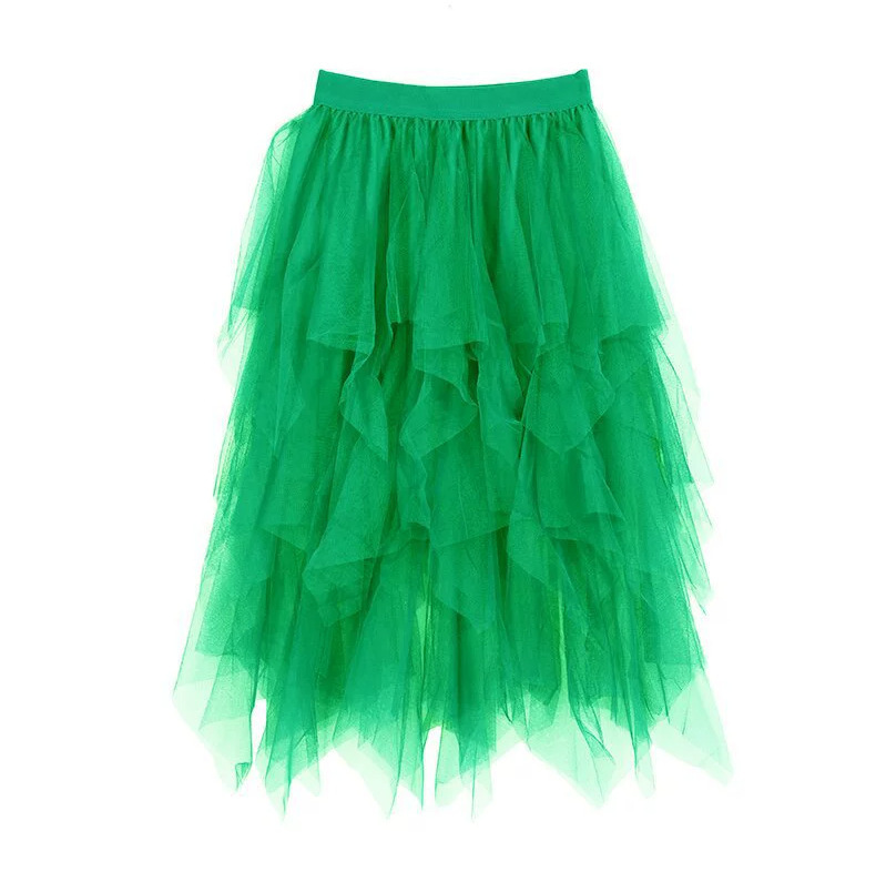 Cross-Border Spring and Summer Irregular Mesh Skirt for Women, Mid-Length High-Waisted Slimming Fairy-Style Puffy Skirt, Versatile Cake Skirt Cross-Border Spring and Summer Irregular Mesh Skirt for Women, Mid-Length High-Waisted Slimming Fairy-Style Puffy Skirt, Versatile Cake Skirt