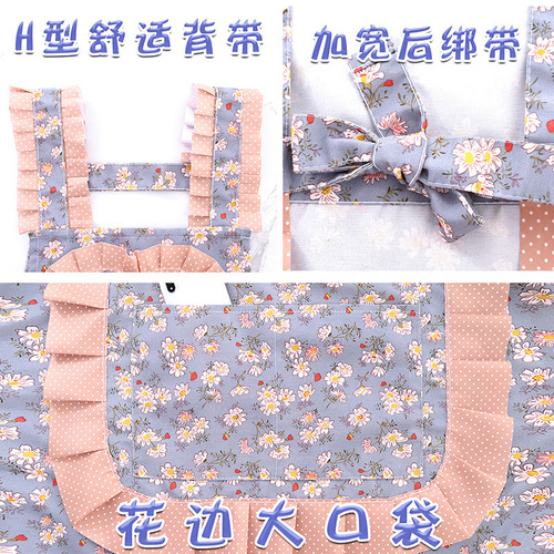 Korean style Western-style canvas apron for women's home kitchen cooking anti-fouling breathable wear-resistant work clothes adult apron