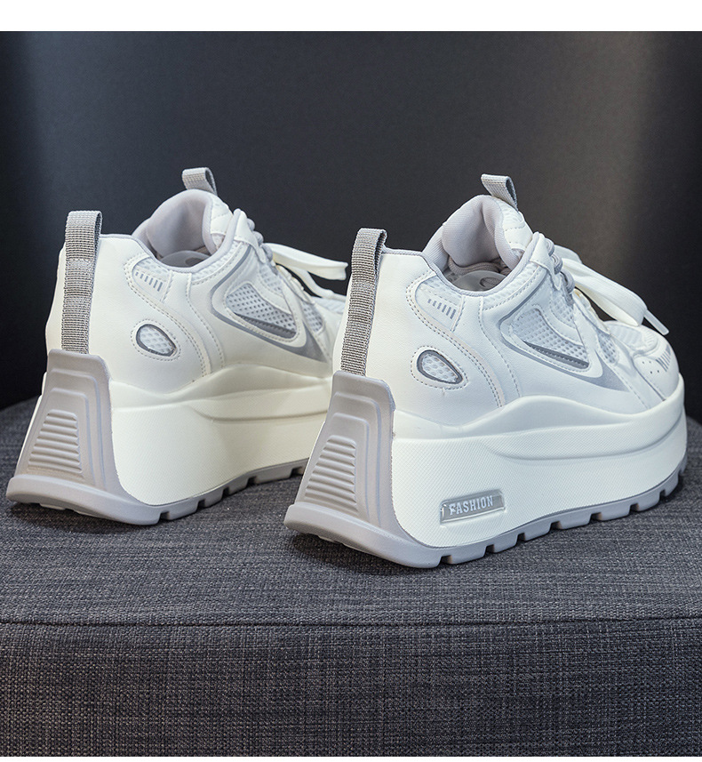 Giày sneaker nữ đế dày phong cách cổ điển, tăng chiều cao, phối màu xám vàng — Xám 5032-1, Vàng 5032-1 chi tiết 16