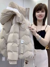 羽绒棉服女加厚女士冬季亮皮免洗棉袄连帽大码时尚百搭外套黑色