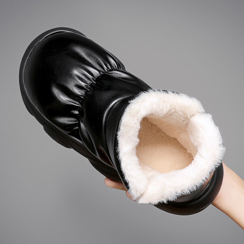 Botas de nieve de invierno para hombres con zapatos de pan de lana gruesa pareja con piel fría en el noreste de los zapatos de algodón plumón