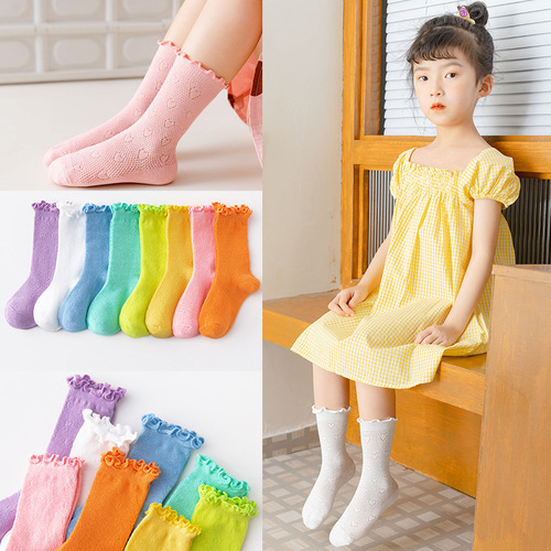 3 pairs Children's baby toddlers stage performance jazz dance princess candy socks girls candy color tube socks princess baby mesh socks cotton socks