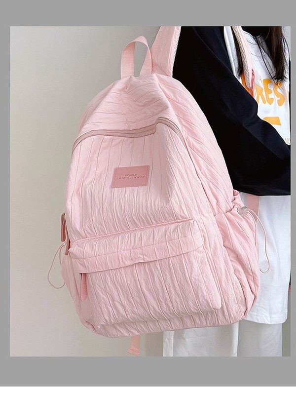 高颜值双肩背包纯色大学生简约学院风书包女生高中生初中学生背包|undefined