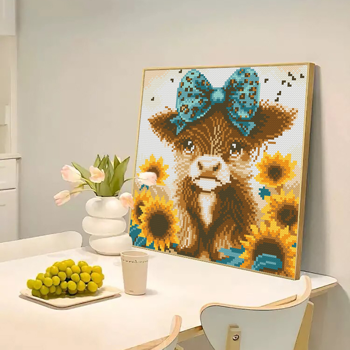 estilo nórdico mona lisa real bordado cruzado nuevo ganado de tierras altas lindos animales y plantas bordado cruzado pequeñas piezas image 1