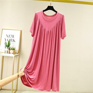 Dress, thin pleated skirt with a round collar, long skirt, 2024 years, plus size, with short sleeve