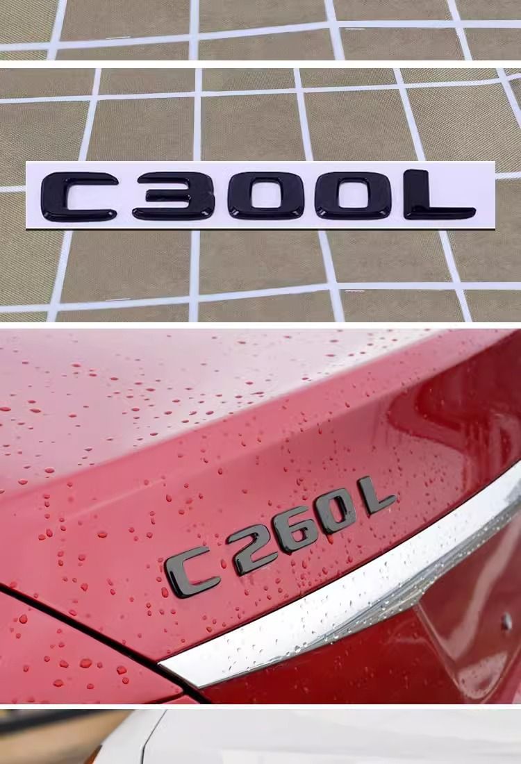 Mercedes-Benz black C-Class C43 C63S C180L C200 C220 C260L car emblem, AMG 4MATIC sticker