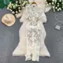 v领修身夏季法式连衣裙