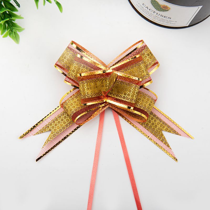 Transfronterizo 30 brillo de tamaño mediano punto hilo de nieve cinta arco dibujado a mano flor regalo de Navidad flor embalaje Flor de tirón