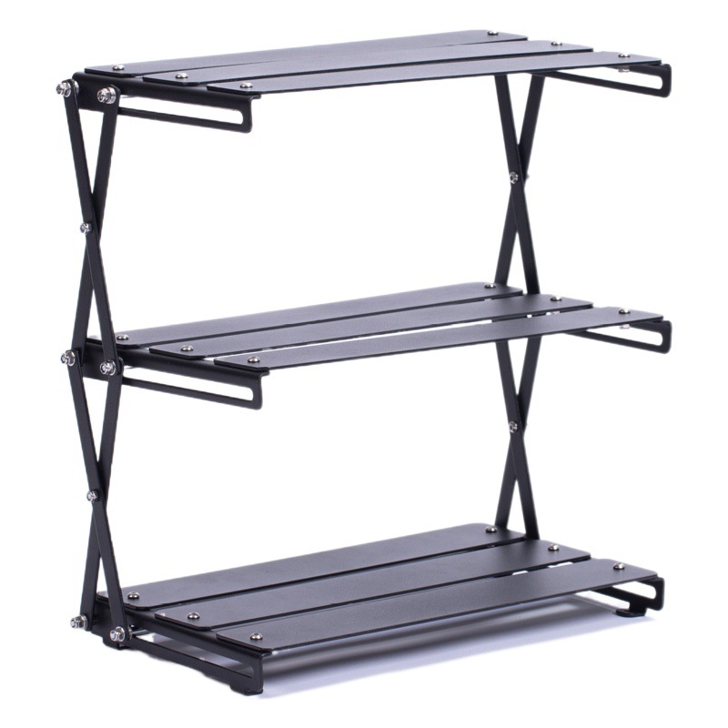 Suministros de camping aleación de aluminio rack de almacenamiento portátil plegable de tres capas rack de almacenamiento multifuncional rack de almacenamiento al aire libre