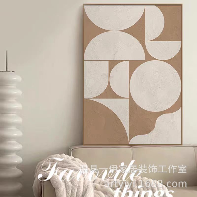 手绘黑白灰装饰画极简风肌理沙发背景墙挂画玄关抽象画客厅落地画