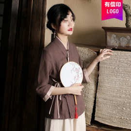 茶艺师服装民国风禅意女装中式汉元素汉服唐装上衣茶服养生工作服