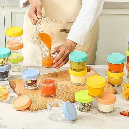 Free Shipping, Sealed and Leak-Proof, with Scale, 120ml Kidsren's Food Supplement Bottle, Jam Bottle, Caviar Bottle, Mason Jar, Glass Bottle