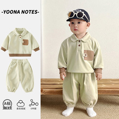 ベビー服、秋の漫画かわいいカテゴリーA分割スーツ、男の子の赤ちゃんの春と秋のお出かけ服、おしゃれな2点セット