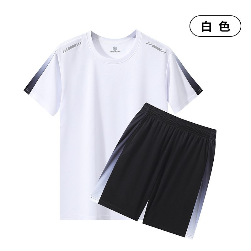 Traje deportivo de verano para hombres running fitness suelta ropa seca rápida camiseta de dos piezas manga corta pantalones cortos ropa de entrenamiento de fútbol