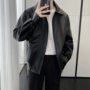 Cleanfit Handsome High Street Style Design Pu Leather Jacket Trendy Men's Retro Style Motorcycle Leather Jacket Autumn and Winter Jacket