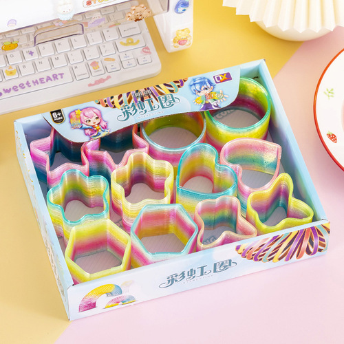 Alien Golden Onion Transparent Rainbow Ring 12 Pcs/Box New Bestselling Rainbow Toy Polyhedral Rainbow Ring Wholesale