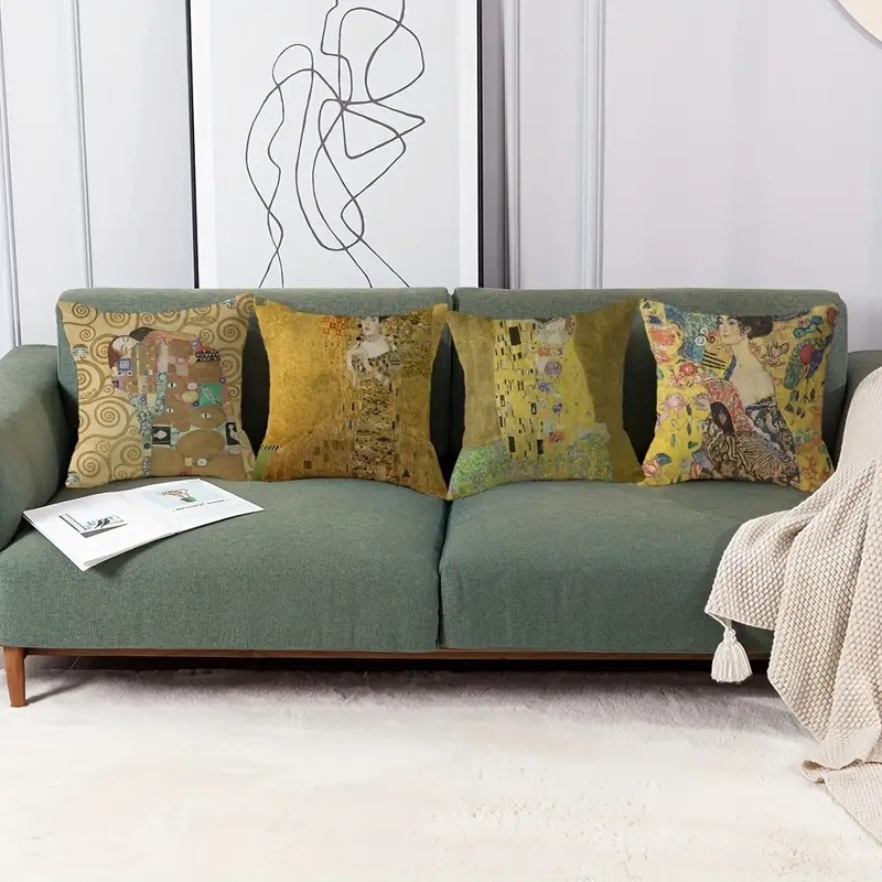 2024 explosión transfronteriza retrógrada impresión de pintura al óleo personajes abrazan funda de almohada impresión de lino amazon mesa de sala de estar bandera dormitorio